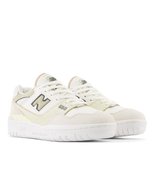 New Balance 550 In White/green/beige/brown Leather