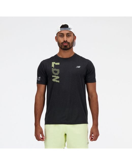 New Balance London Edition Graphic Nb Athletics Run T-shirt In Black Poly Knit for men