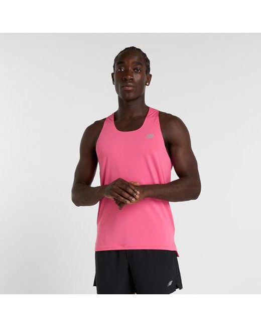 Hombre Race Day Tank En, Poly Knit, Talla New Balance de hombre de color Pink