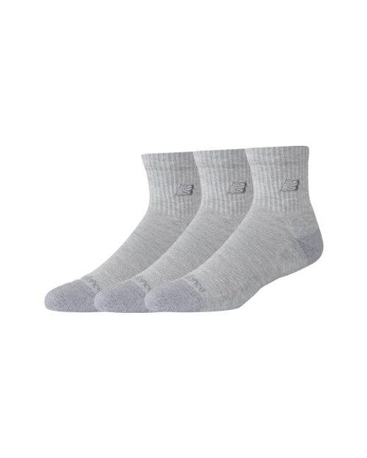 New Balance Gray Active Premium Qtr 3 Pack Socks 3 Pack