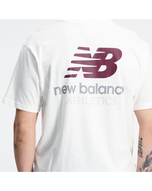 New Balance Athletics Remastered Graphic Cotton Jersey Short Sleeve T-shirt in het White voor heren