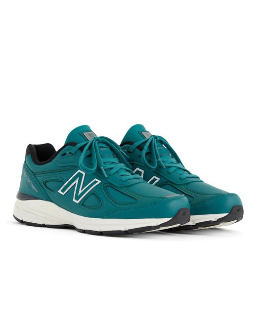 New Balance Blue Made In Usa 990v4 In Green/white Leather