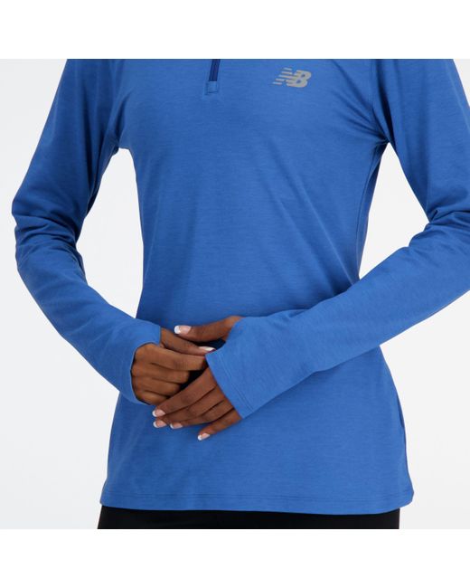 New Balance Sport Essentials Space Dye Quarter Zip In Blue Poly Knit