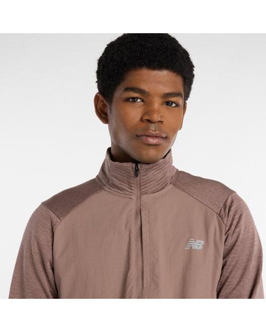 New Balance Brown Rc Essential Heat Grid 1/2 Zip for men
