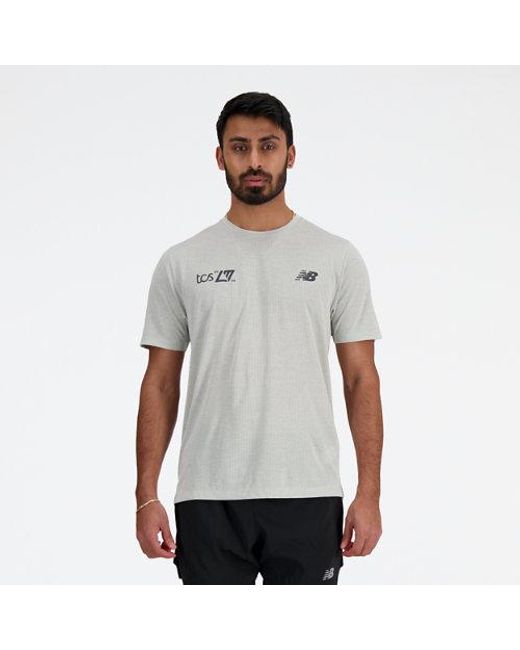 Homme London Edition Nb Athletics Run T-Shirt En, Poly Knit, Taille New Balance pour homme en coloris White