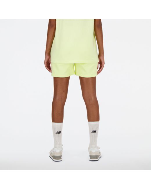 New Balance Yellow Athletics French Terry Short In Green Cotton Fleece