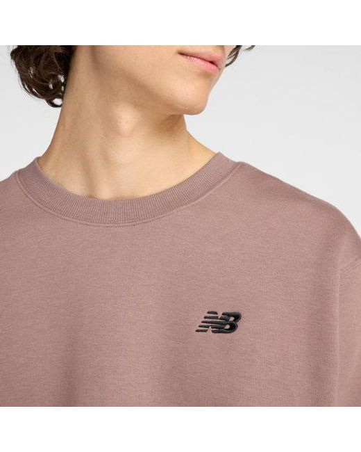 Hombre Linear Graphic Fleece Crew En, Algodón, Talla New Balance de hombre de color Brown
