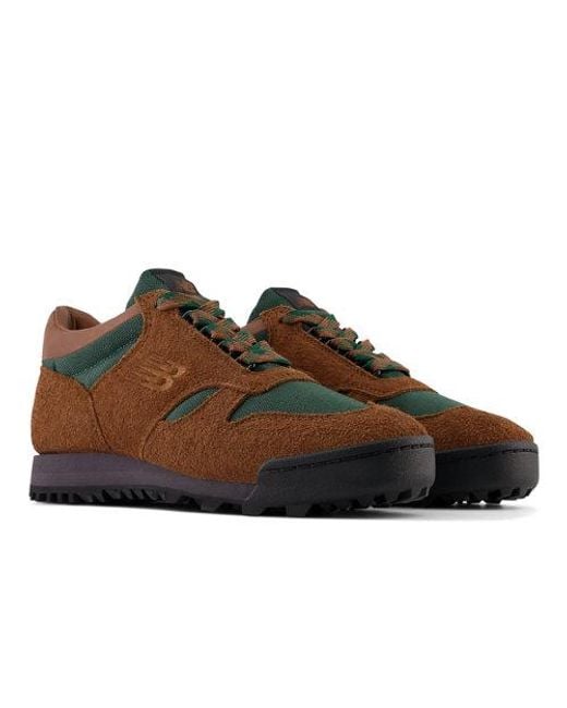 New Balance Rainier Low In Brown green grey Leather Lyst UK