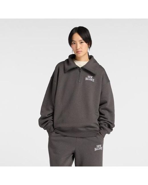New Balance Gray Trackside Fleece Half Zip