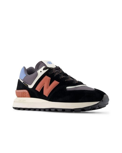 New Balance Blue 574 Legacy In Black/red Suede/mesh for men