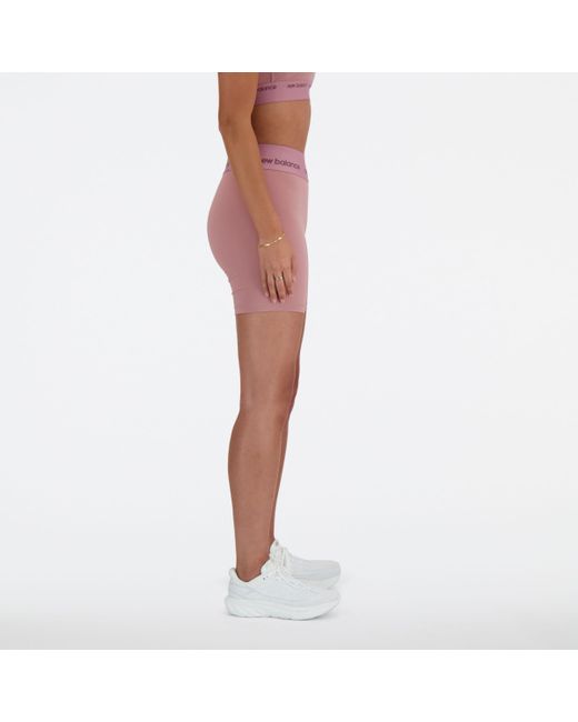New Balance Multicolor Nb Sleek High Rise Sport Short 5" In Pink Poly Knit