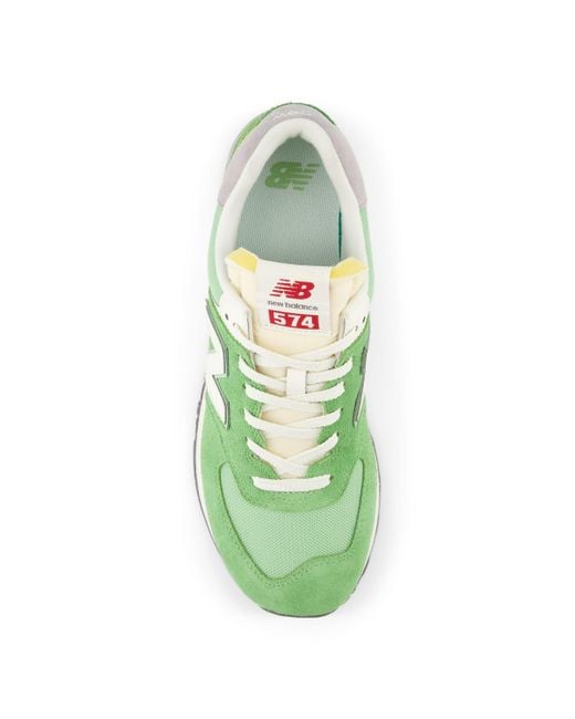New Balance 574 In Light Green/white Suede/mesh