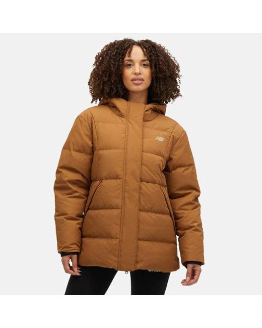 Femme Nbx Soft Alpine Icon Down Jacket En, Polywoven, Taille New Balance en coloris Brown