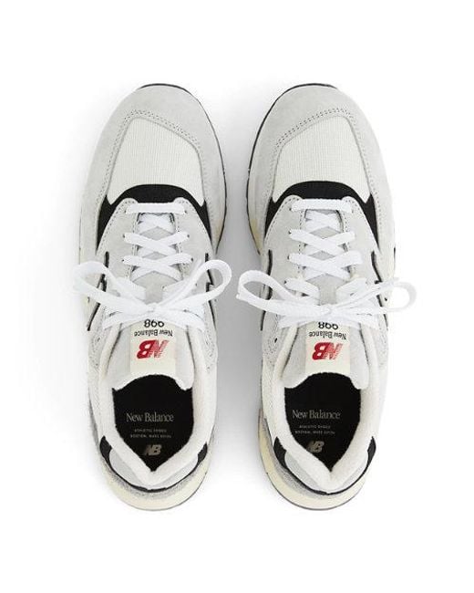 New Balance White Made In Usa 998 In Grey/black Leather for men