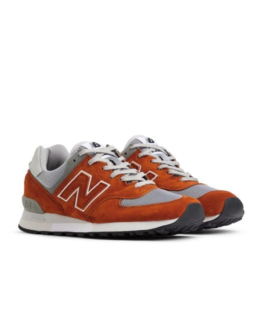 Made in uk 576 in arancia grigio di New Balance in Rosso Lyst