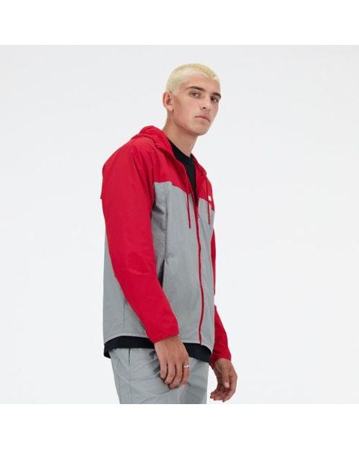 New Balance Athletics Woven Jacket In Red Polywoven for men