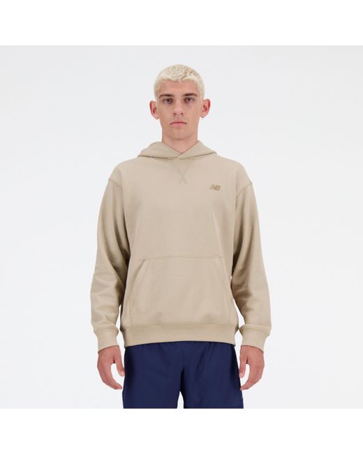 Athletics french terry hoodie di New Balance in Natural da Uomo