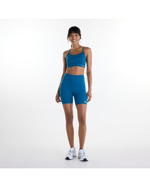 New Balance Blue Nb Harmony High Rise Short 6"
