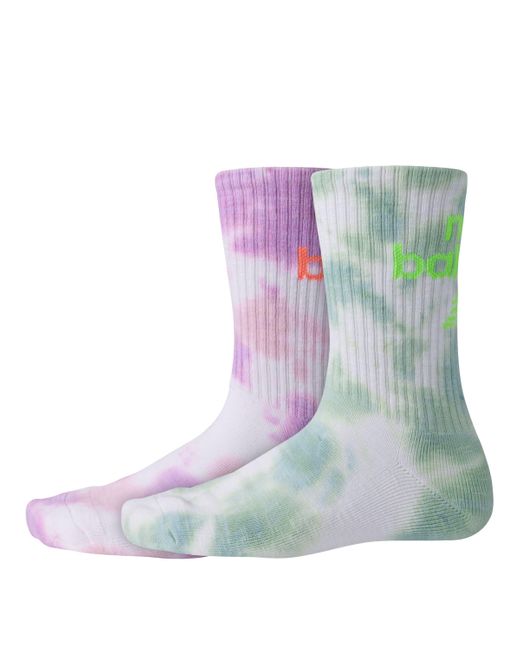 New Balance Unisex Nb Essential Tie Dye Midcalf Socks 2 Pack in White ...