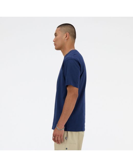 Athletics cotton t-shirt in blu di New Balance in Blue da Uomo