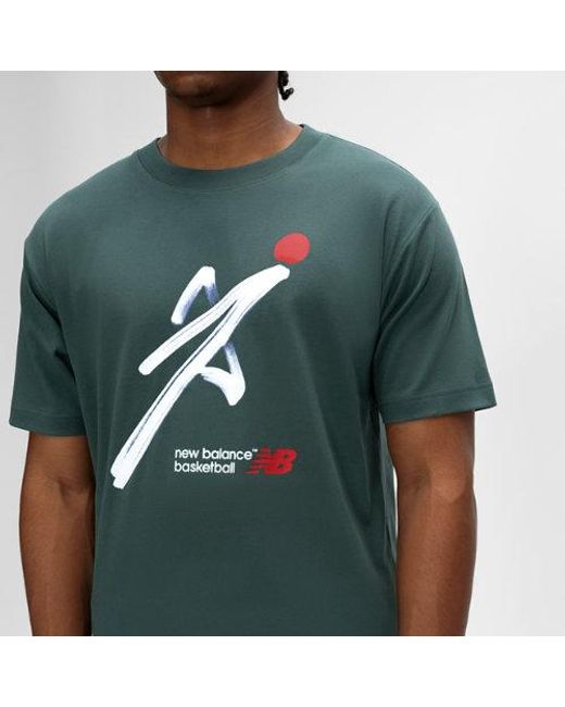 New Balance Green Basketball Painted T-Shirt for men
