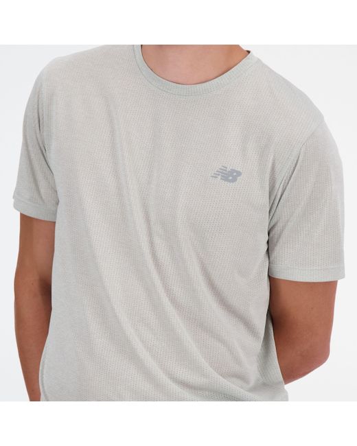 New Balance White Athletics T-shirt In Grey Poly Knit for men
