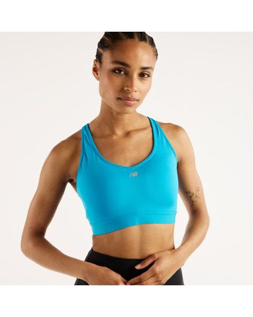 New Balance Blue Nb Essential Run Bra