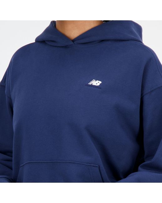 New Balance Blue Sport essentials premium fleece hoodie in blau