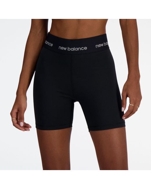 New Balance Nb Sleek High Rise Sport Short 5" In Black Poly Knit