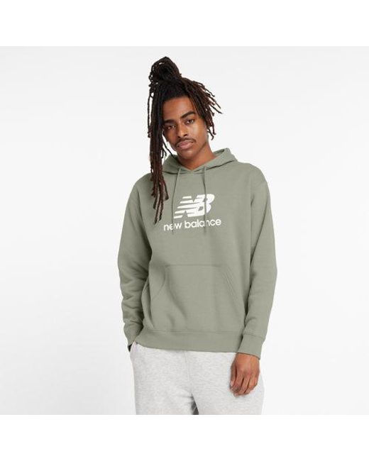 New Balance Green Sport Essentials Fleece Logo Hoodie for men