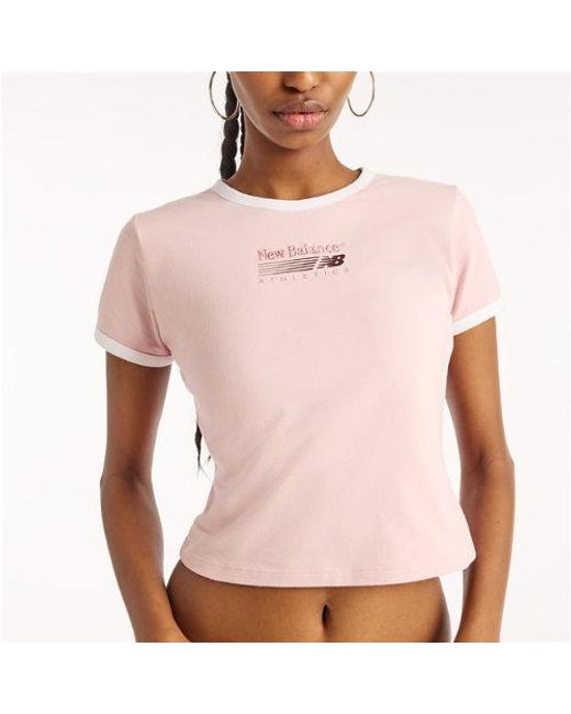 New Balance Pink Trackside Ringer T-Shirt