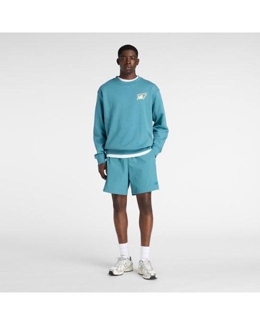 New Balance Blue Athletics Stretch Woven Short 7" for men