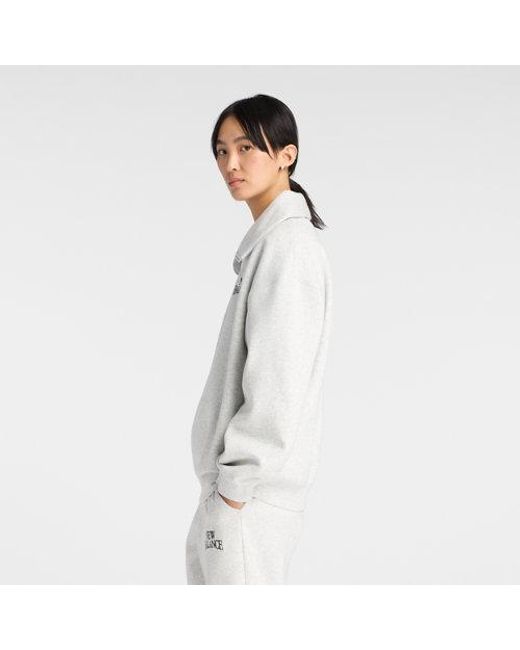 New Balance White Trackside Fleece Half Zip