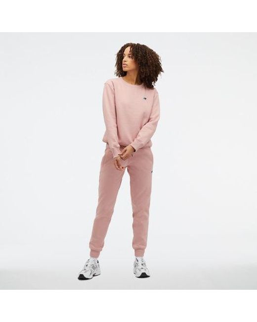 Femme Nb Small Logo Crew Sweat En, Cotton, Taille New Balance en coloris Pink