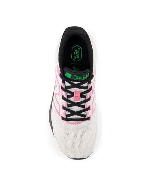 New Balance White Fresh Foam 680 V8 In Grey/black/pink/green Textile