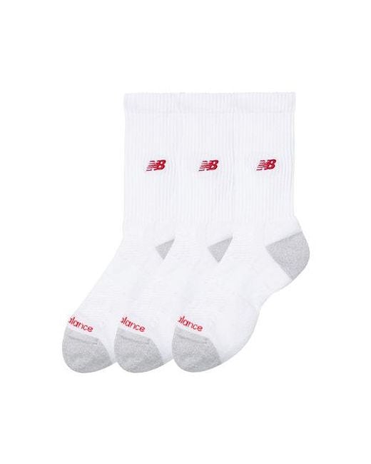 New Balance White Active Premium Crew 3 Pack Socks 3 Pack