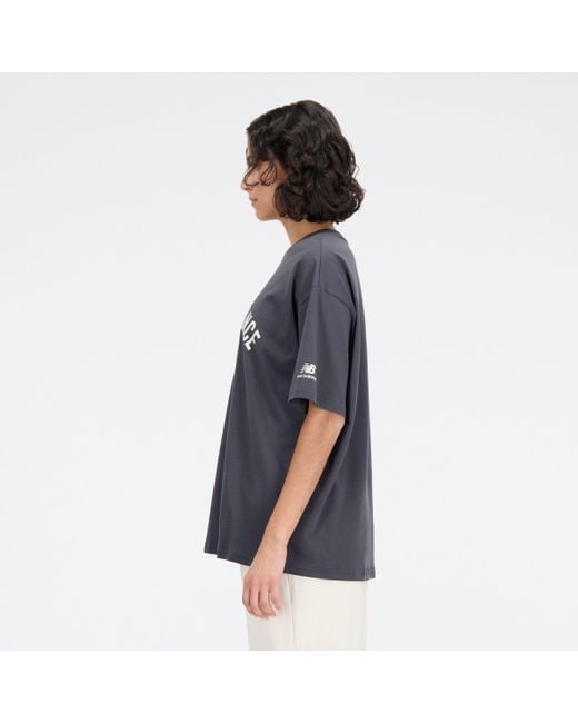 New Balance Blue Essentials Varsity Oversized T-shirt In Black Cotton