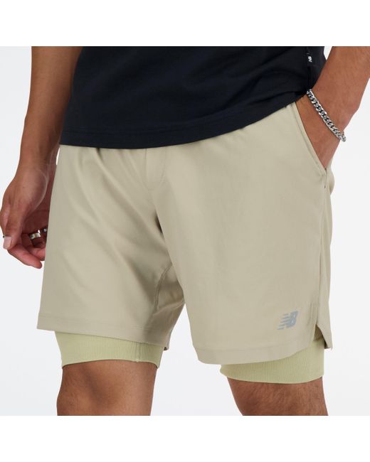 New Balance Natural Ac Lined Short 7" In Grey Polywoven for men