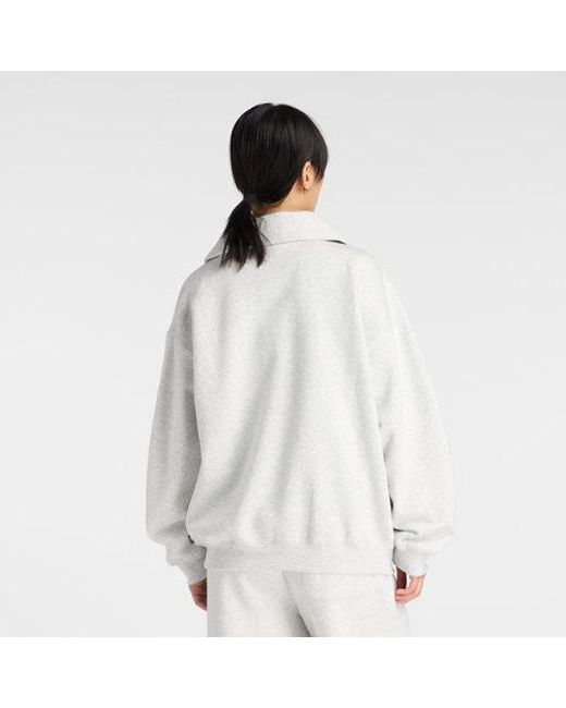 New Balance White Trackside Fleece Half Zip