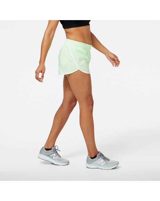 New Balance Blue Accelerate 2.5 Inch Short In Green Polywoven