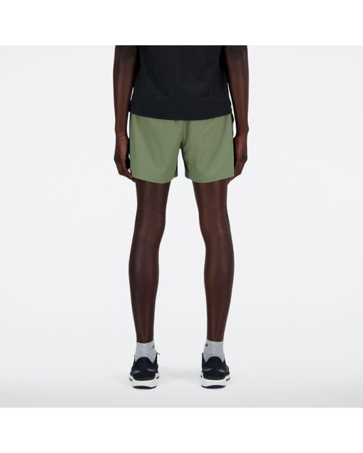 New Balance Black Ac Lined Short 5" In Green Polywoven for men