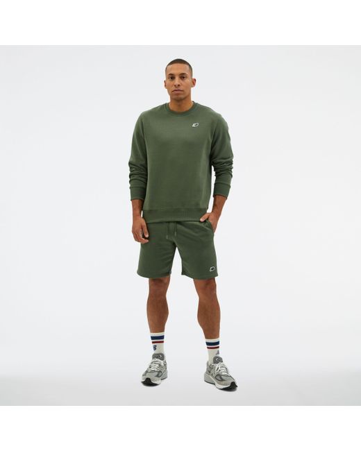 New Balance Nb Small Logo Crew Sweat In Green Cotton for men