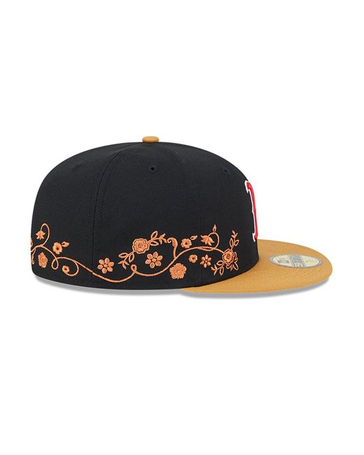 KTZ Black Boston Red Sox Floral Vine 59fifty Fitted Cap for men
