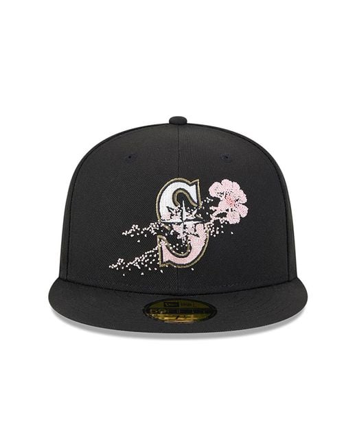 KTZ Black Seattle Mariners Dotted Floral 59fifty Fitted Cap for men