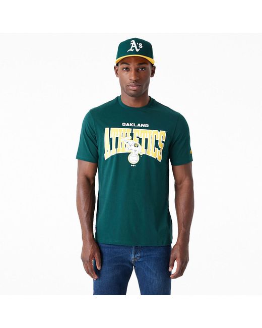 KTZ Green Oakland Athletics Mlb Arch Wordmark Graphic Dark T-shirt for men