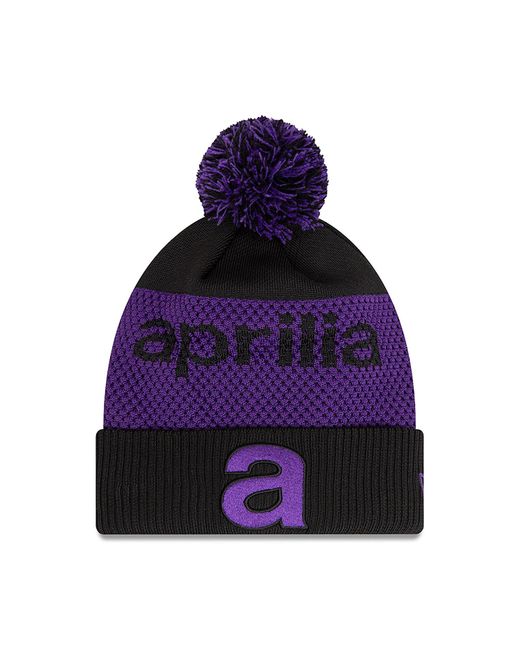 KTZ Purple Aprilia Wordmark Bobble Knit Beanie Hat for men
