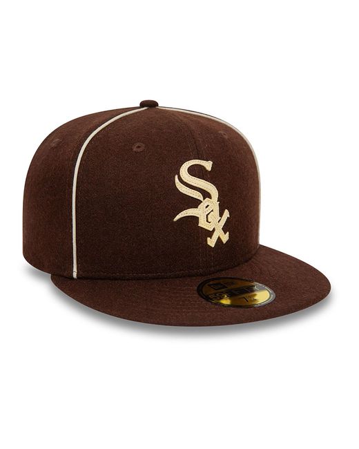 KTZ Brown Chicago White Sox Team Piping Wool Dark 59fifty Fitted Cap for men