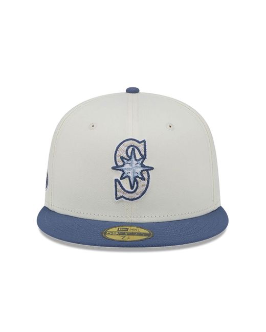 KTZ Blue Seattle Mariners Wavy Chainstitch 59fifty Fitted Cap for men