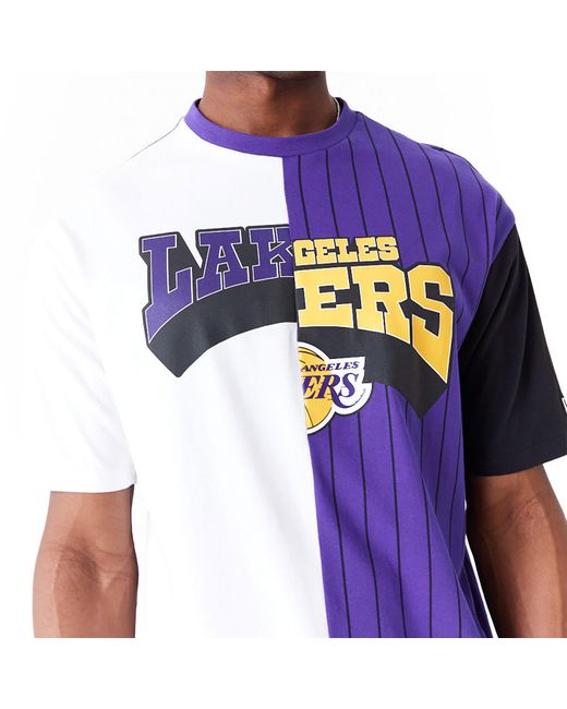 KTZ Purple La Lakers Nba Half Pinstripe Oversized T-shirt for men