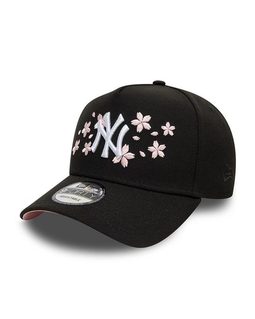 KTZ Black New York Yankees Cherry Blossom 9forty A-frame Adjustable Cap for men